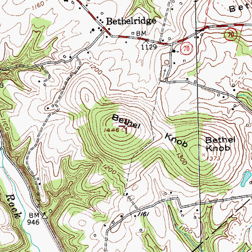 Topographic Map of Bethel Knob, KY