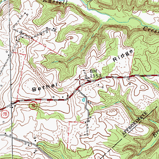 Topographic Map of Bethel Ridge, KY