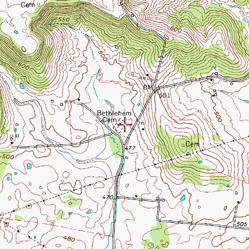 Topographic Map of Bethlehem Cemetery, KY