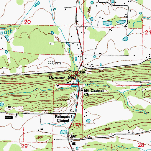 Topographic Map of Duncan Gap, AR