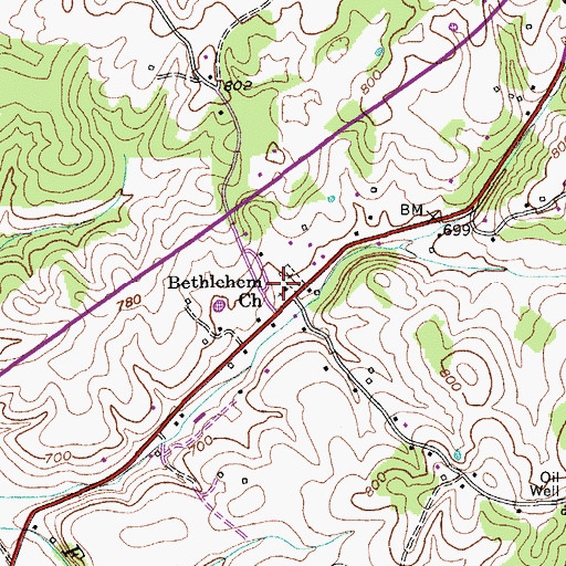 Topographic Map of Bethlehem Missionary Baptist Church, KY