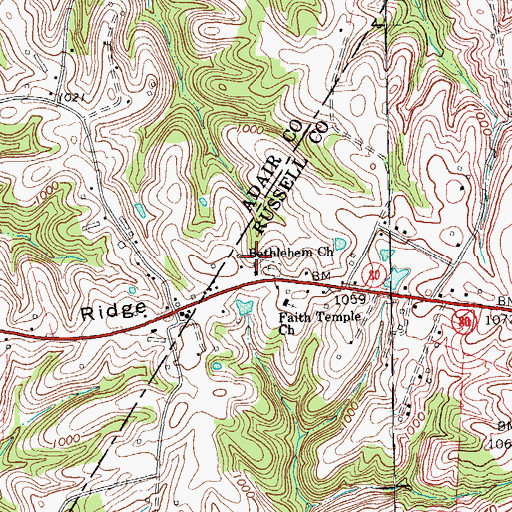 Topographic Map of Bethlehem Church, KY