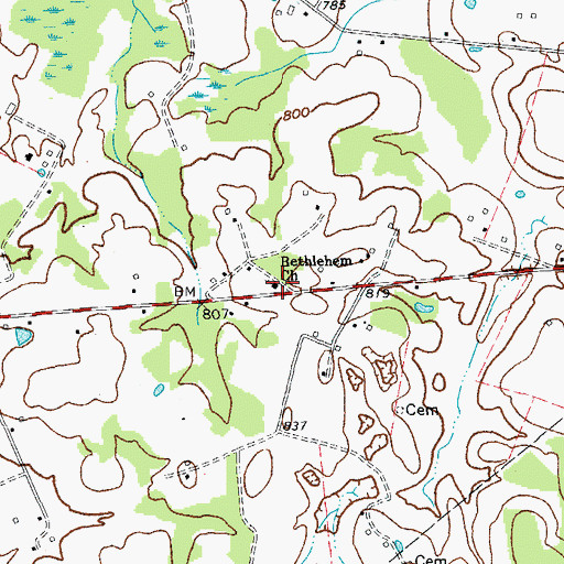 Topographic Map of Bethlehem Church, KY
