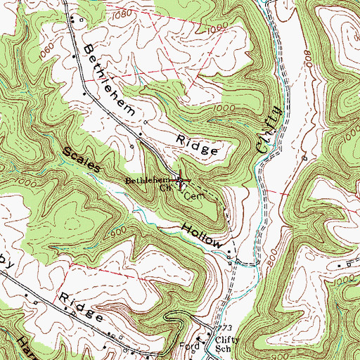 Topographic Map of Bethlehem Church, KY
