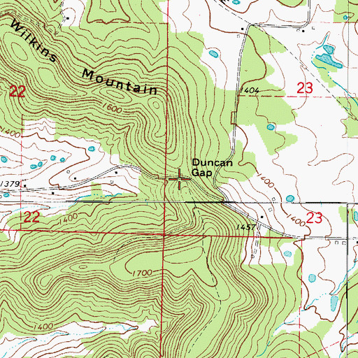 Topographic Map of Duncan Gap, AR