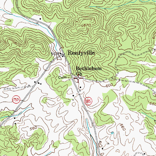 Topographic Map of Bethlehem Church of Christ, KY