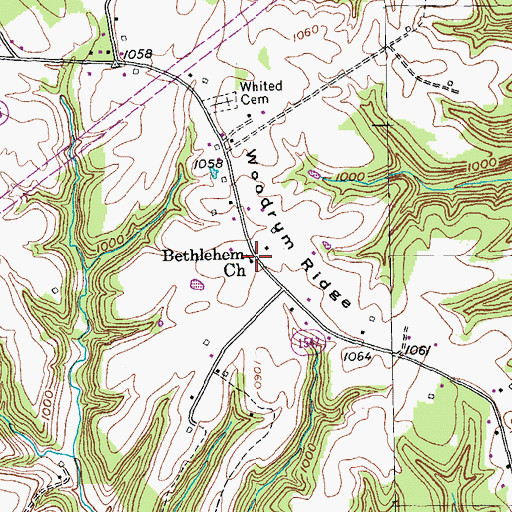 Topographic Map of Bethlehem Church, KY