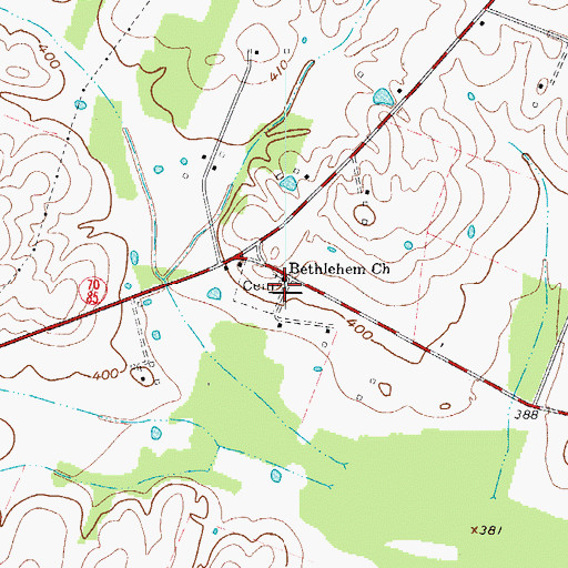 Topographic Map of Bethlehem Christian Church, KY