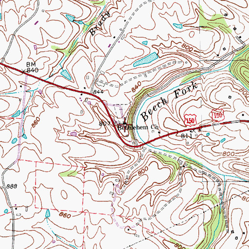 Topographic Map of Bethlehem Church, KY