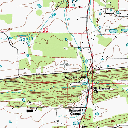 Topographic Map of Duncan Gap Cemetery, AR