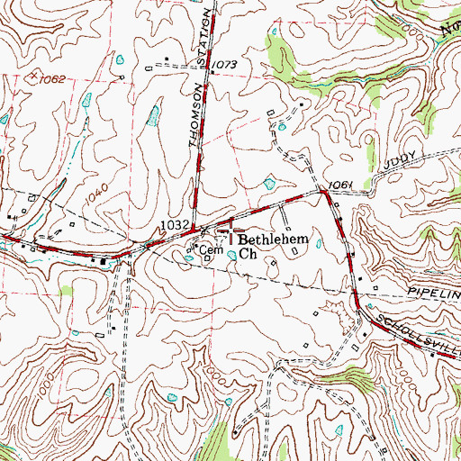 Topographic Map of Bethlehem Baptist Church, KY