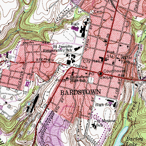 Topographic Map of Bethlehem High School, KY