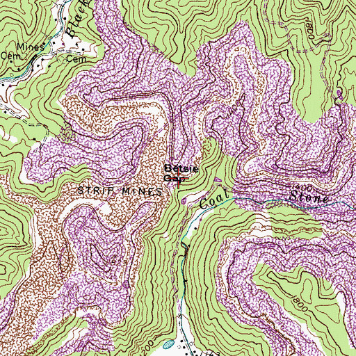 Topographic Map of Betsie Gap, KY