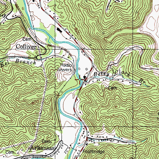 Topographic Map of Betsy Clark Branch, KY
