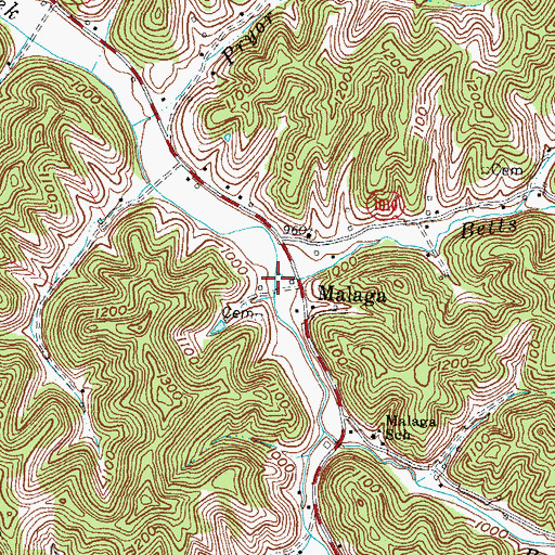 Topographic Map of Betts Branch, KY