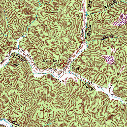 Topographic Map of Betts Mann Cemetery, KY