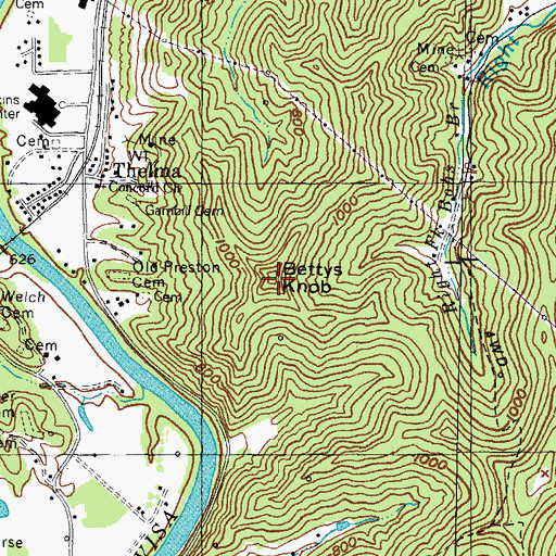 Topographic Map of Bettys Knob, KY