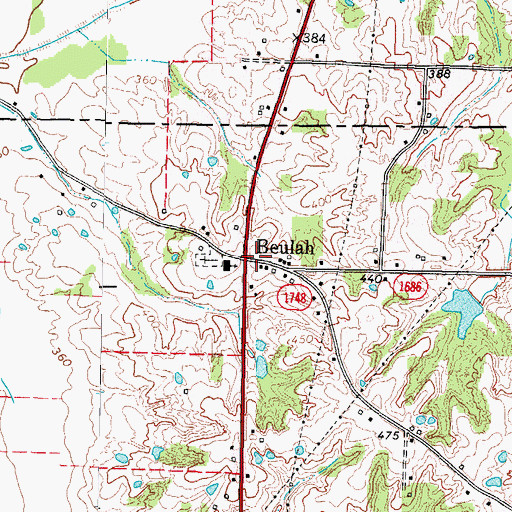 Topographic Map of Beulah, KY
