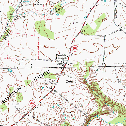 Topographic Map of Beulah Chapel, KY