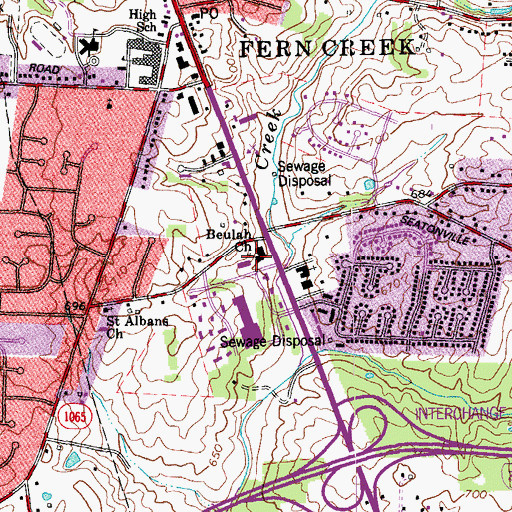 Topographic Map of Beulah Church, KY