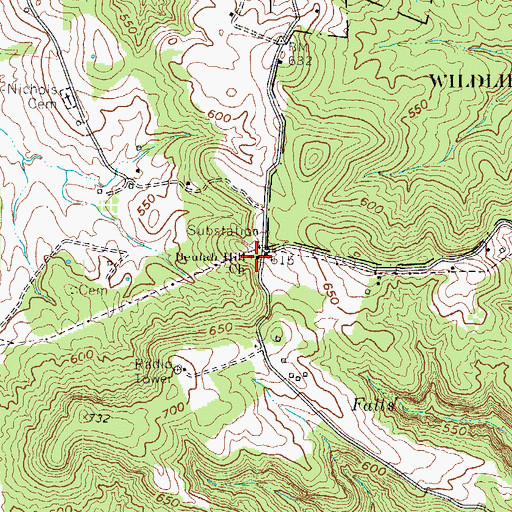 Topographic Map of Beulah Hill Missionary Baptist Church, KY