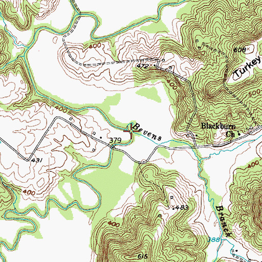 Topographic Map of Bevens Branch, KY