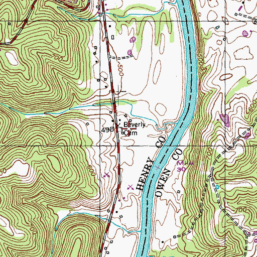 Topographic Map of Beverly Cemetery, KY