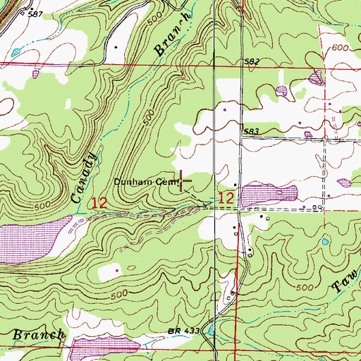 Topographic Map of Dunham Cemetery, AR