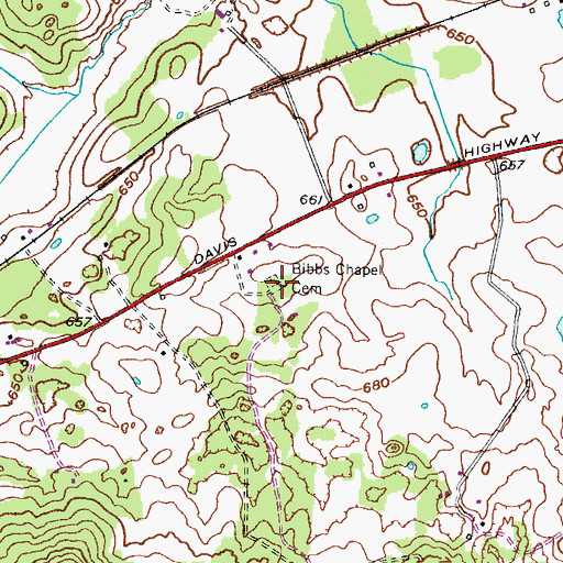 Topographic Map of Bibbs Chapel Cemetery, KY