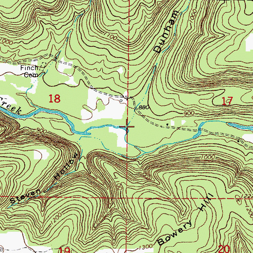 Topographic Map of Dunham Hollow, AR
