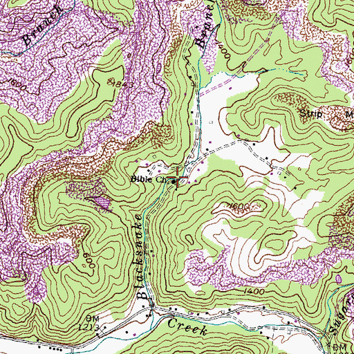 Topographic Map of Bible Church, KY