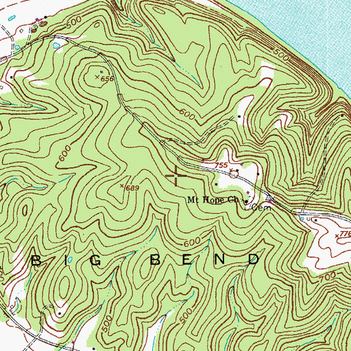 Topographic Map of Big Bend, KY