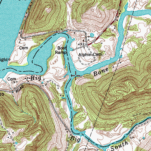 Topographic Map of Big Bone Creek, KY