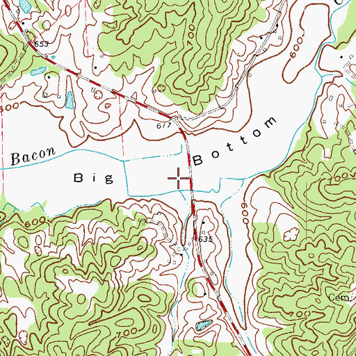 Topographic Map of Big Bottom, KY