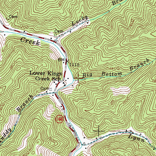 Topographic Map of Big Bottom Branch, KY