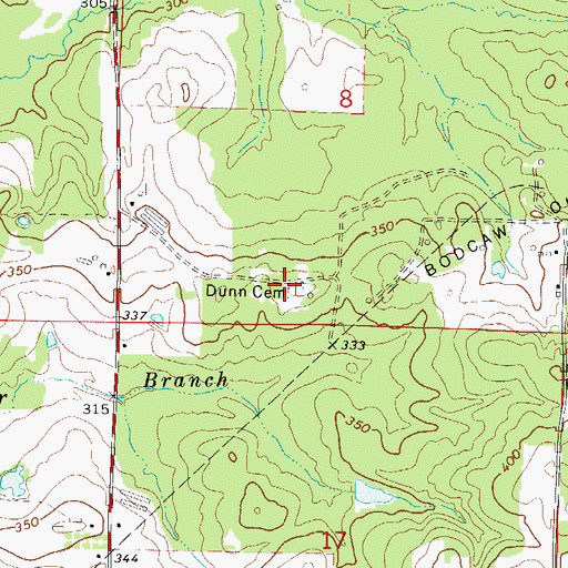 Topographic Map of Dunn Cemetery, AR