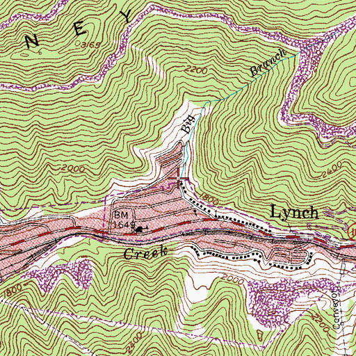 Topographic Map of Big Branch, KY