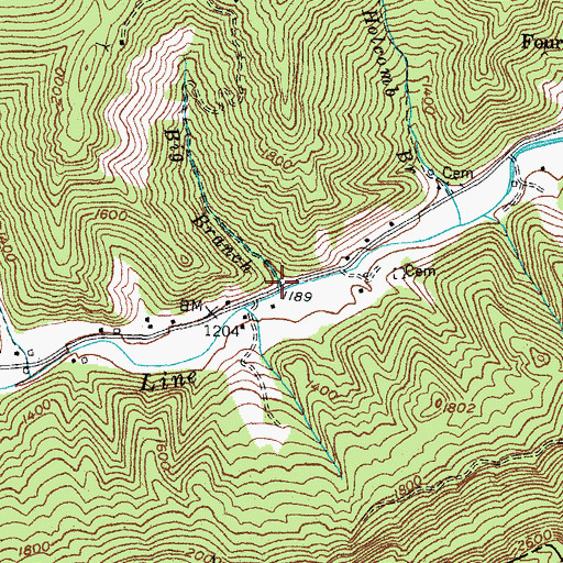 Topographic Map of Big Branch, KY