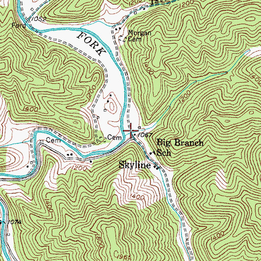 Topographic Map of Big Branch, KY