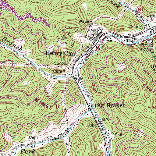 Topographic Map of Big Branch, KY