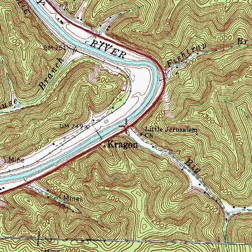 Topographic Map of Big Branch, KY