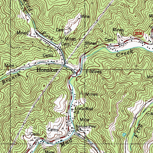 Topographic Map of Big Branch, KY