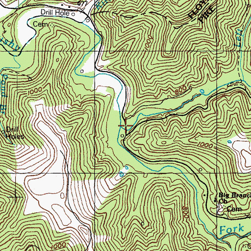 Topographic Map of Big Branch, KY