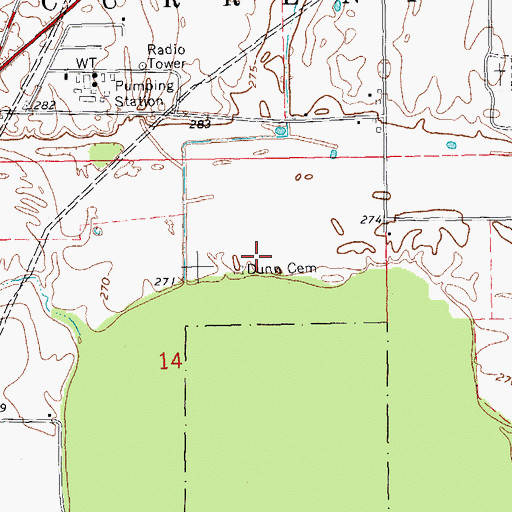 Topographic Map of Dunn Cemetery, AR