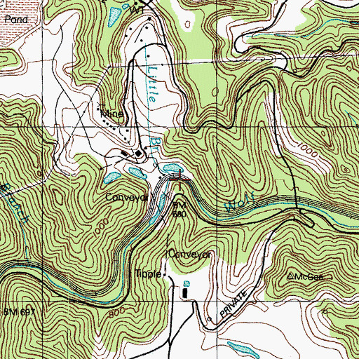 Topographic Map of Big Branch, KY