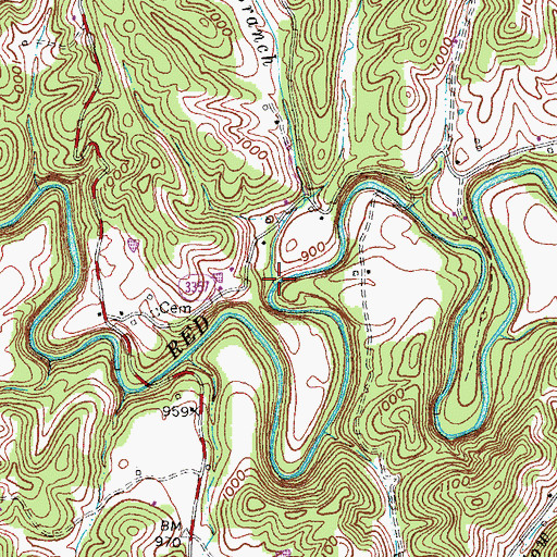 Topographic Map of Big Branch, KY