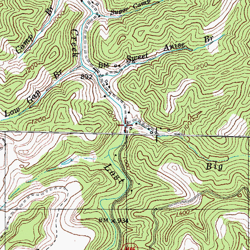 Topographic Map of Big Branch, KY