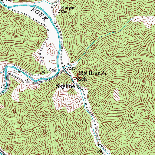 Topographic Map of Big Branch School, KY