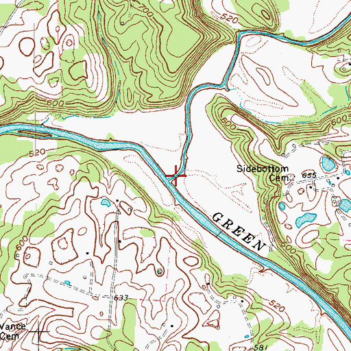 Topographic Map of Big Brush Creek, KY