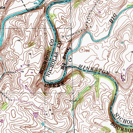 Topographic Map of Big Brushy Creek, KY